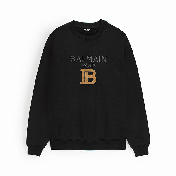Balmain Towel Embroidered Black Sweatshirt